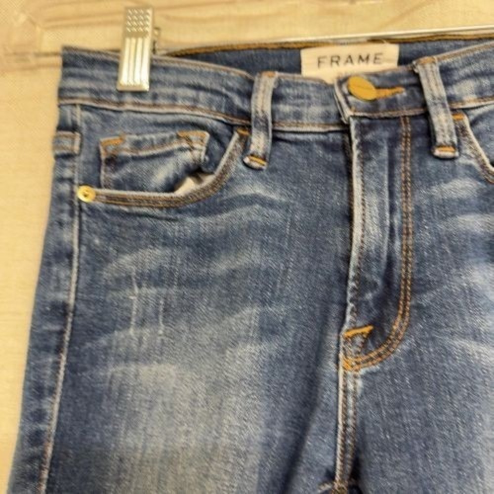 FRAME sz 24 Blue Forever Karlie Distressed Skinny Jeans Denim Pants - Picture 2 of 11